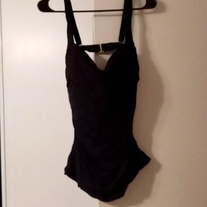 Athleta square neck bra cup tankini ruched swim top 40D/DD